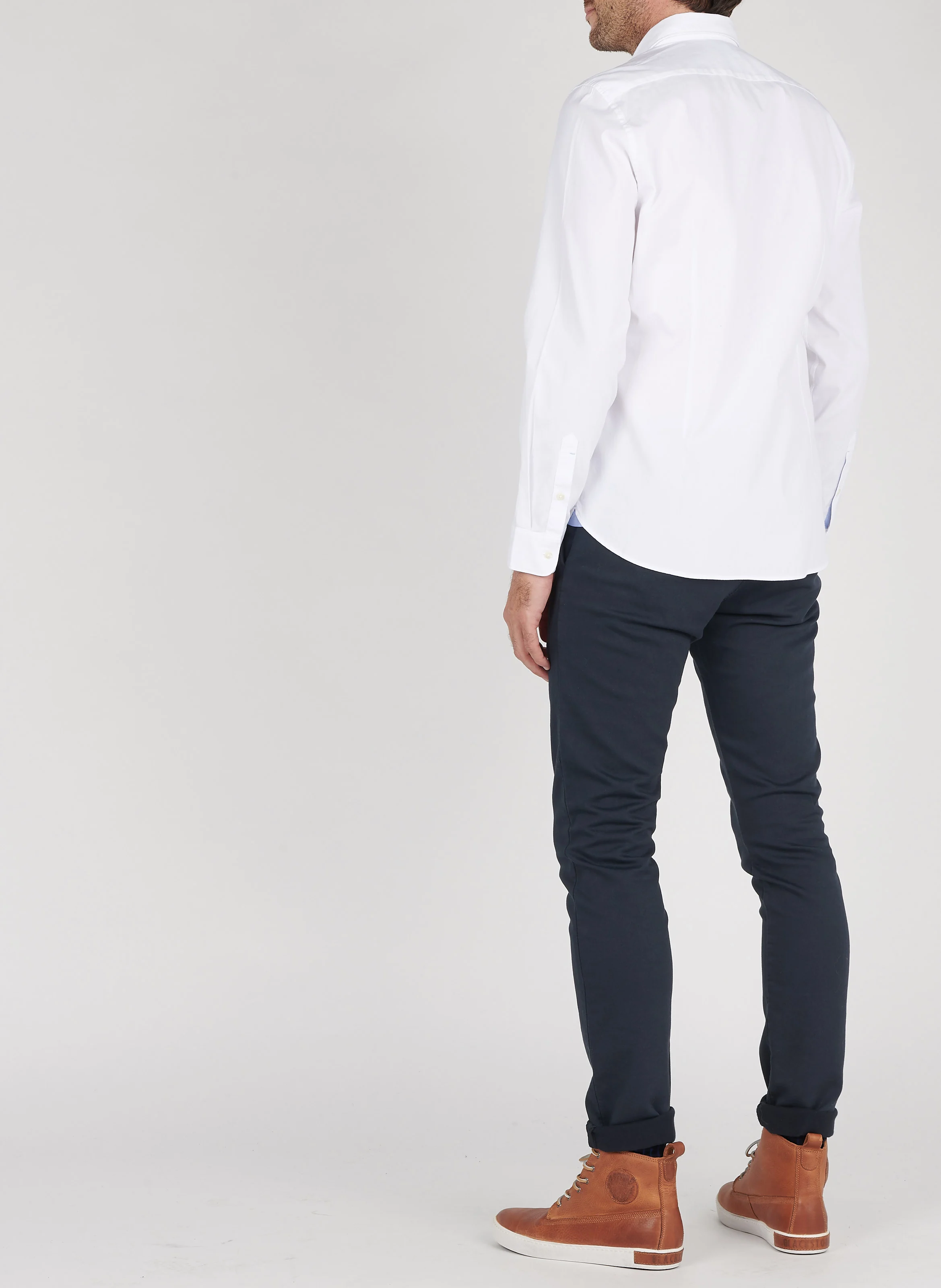 Chemise col classique shaped fit en coton | Blanc