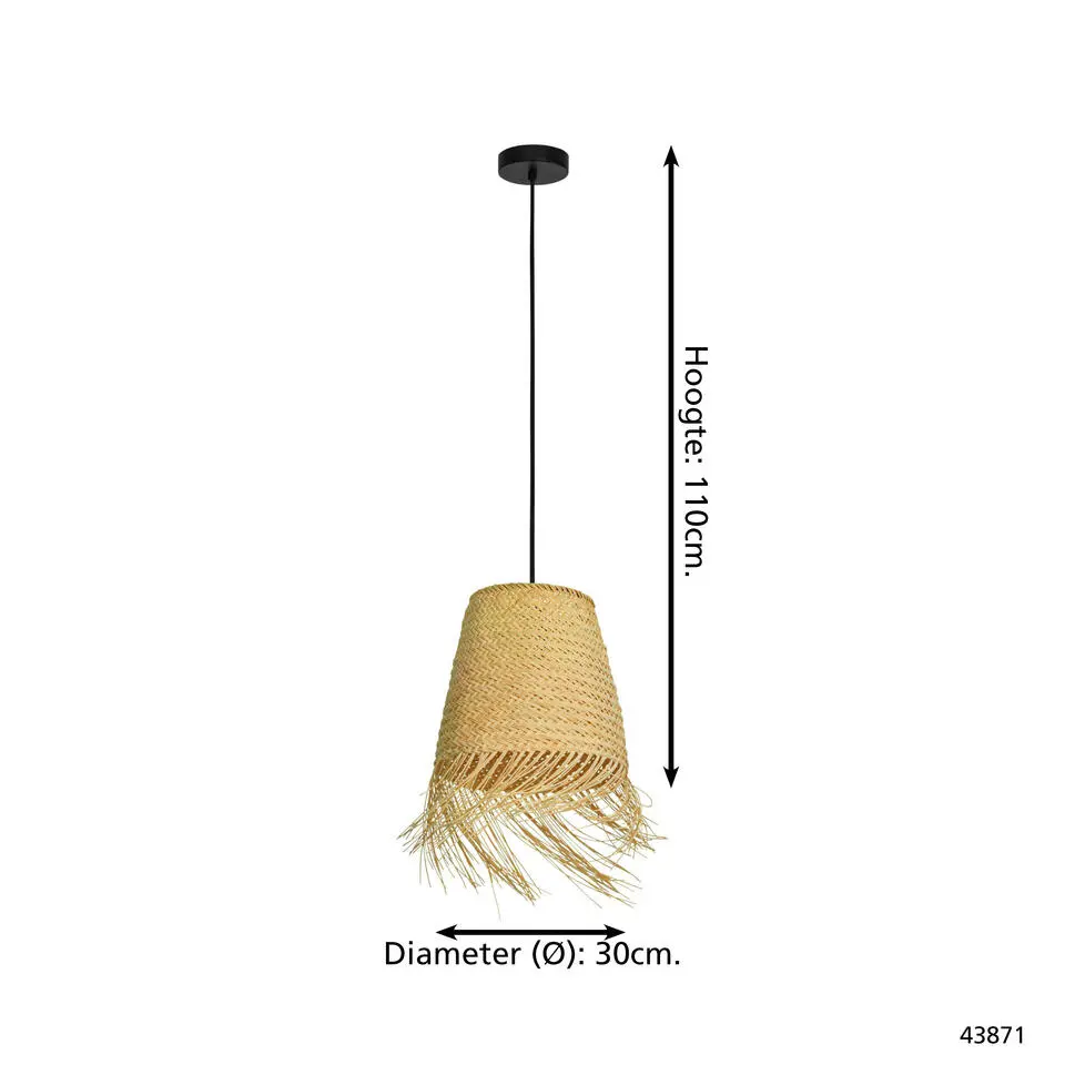 EGLOAycliffeHanglamp-E27-Ø30cm-Zwart/Hout