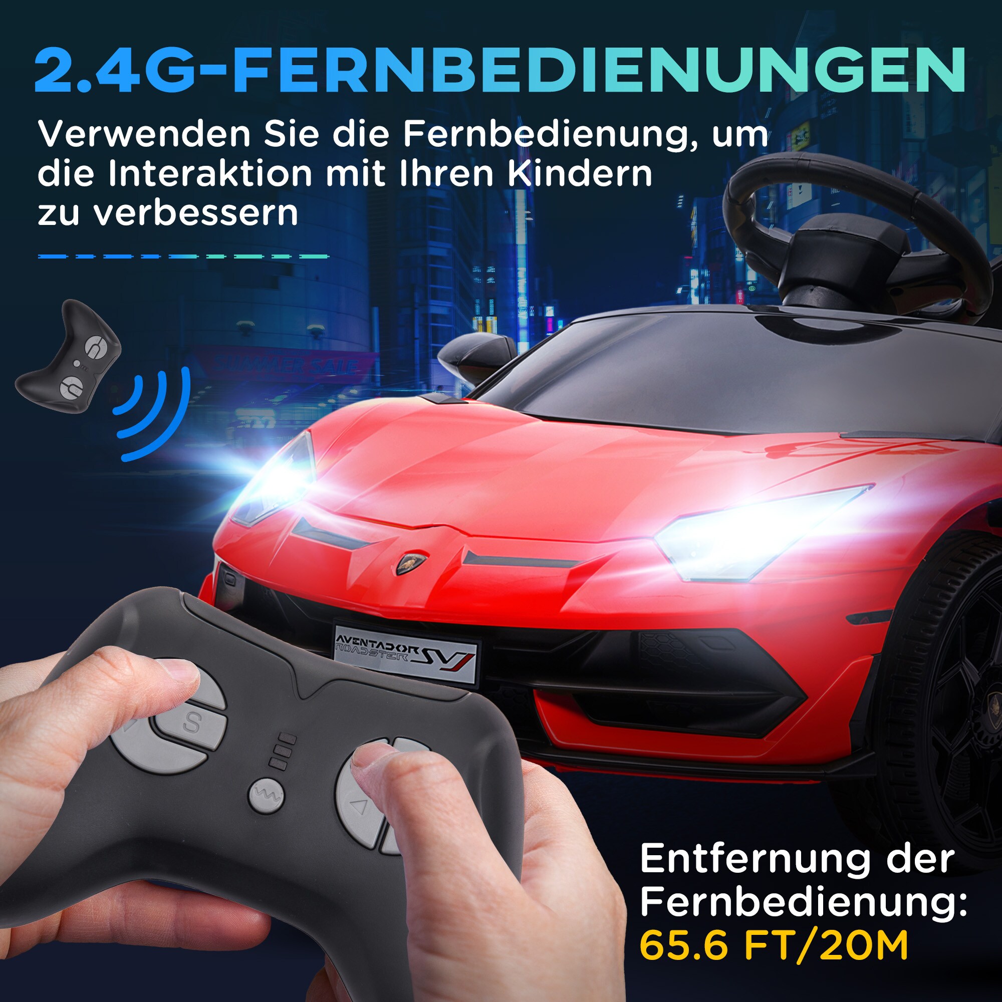 HOMCOM Kinderfahrzeug mit MP3 und Flügeltüren rot 107,5L x 63B x 42H cm