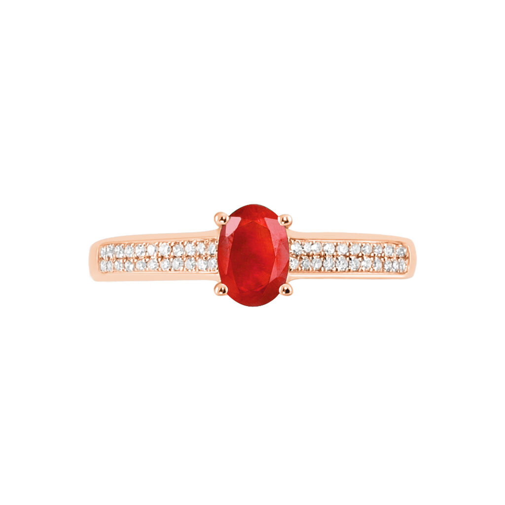 Bague Crista Or Rose Rubis Et Diamant
