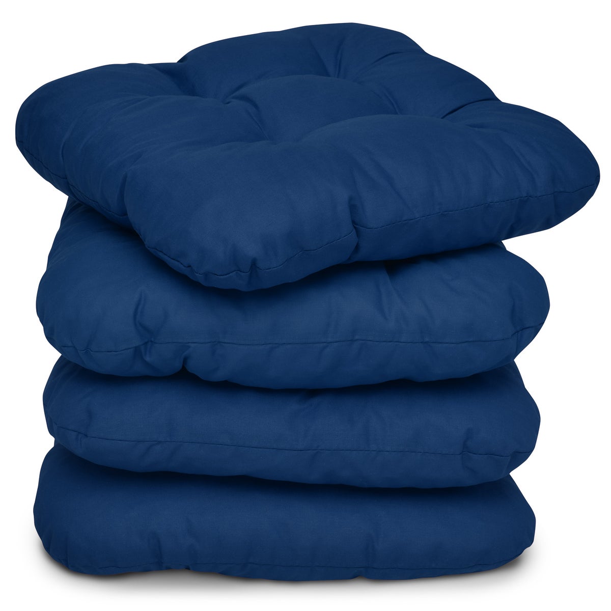 Beautissu Lisa stoelkussen 40x40x8cm donkerblauw (4 stuks)