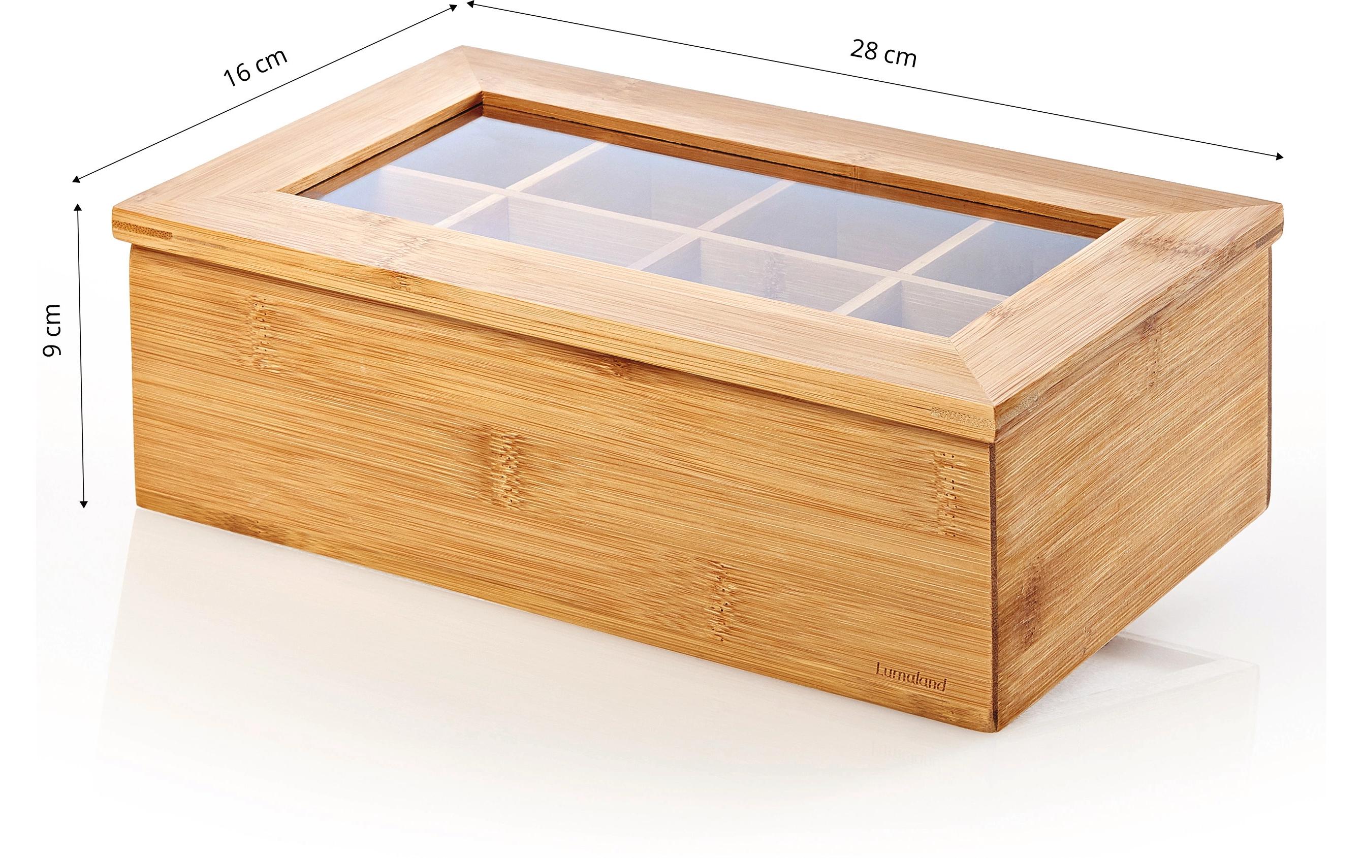 Teebeutel-Box 28 x 16 x 9 cm Bambus, China, 8 FächerTeebox