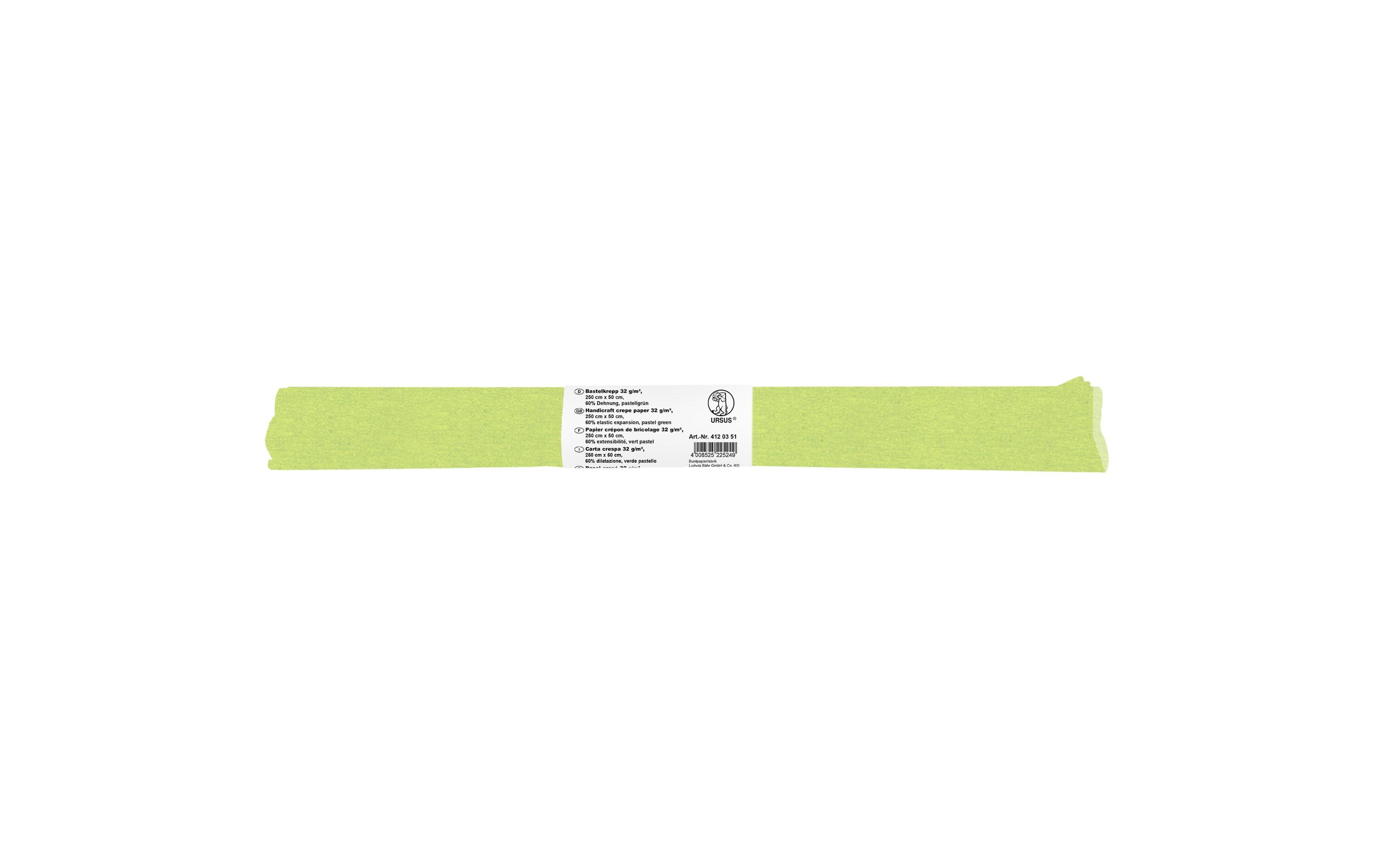 Krepppapier 50 cm x 2.5 m, 32 g/m², PastellgrünBastelkrepp auf der Rolle