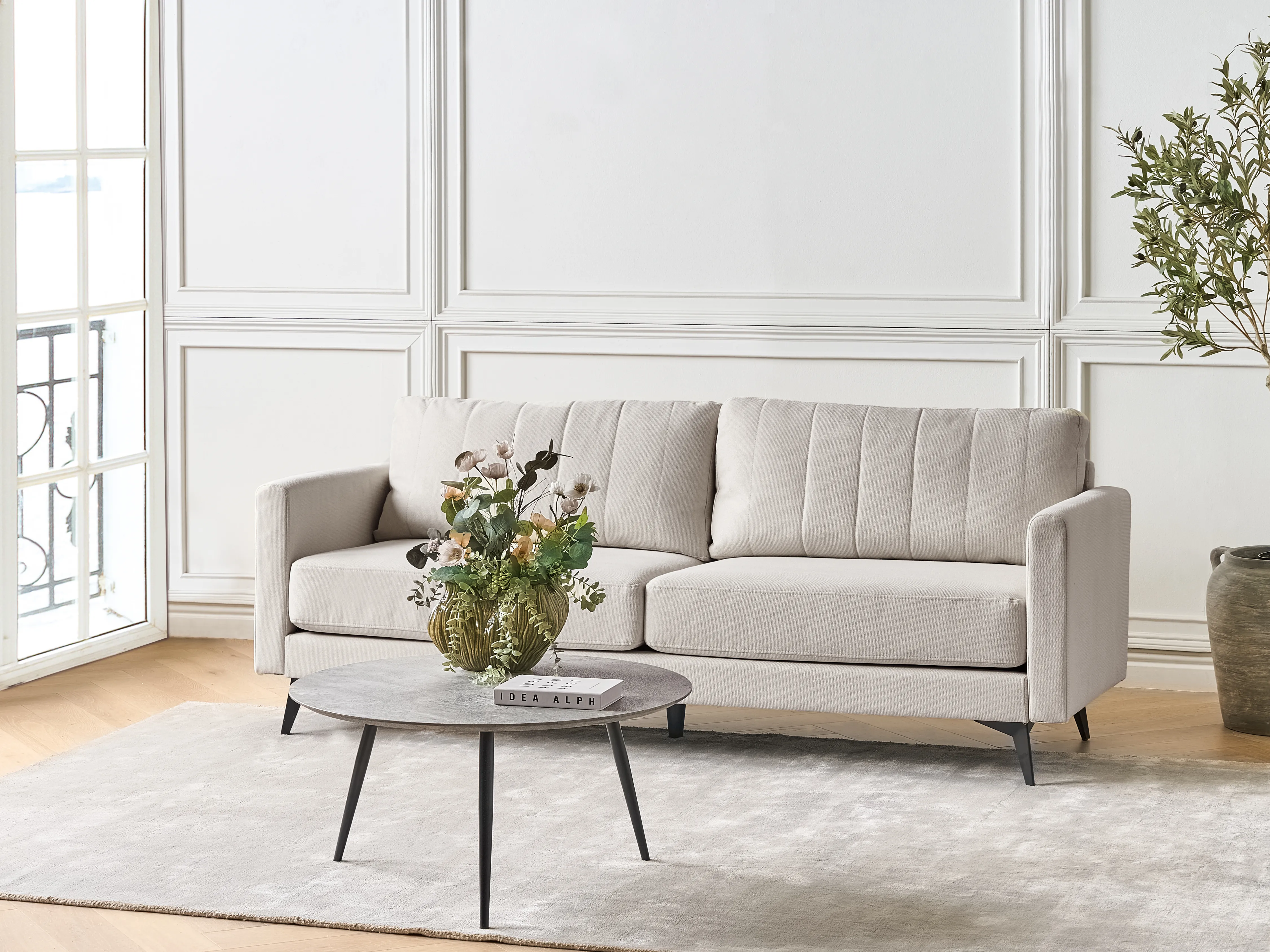 Bank 3-zits MALA Stof Lichtbeige