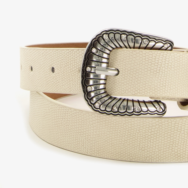 Dames western riem wit zilver
