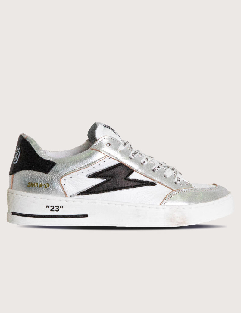 SEMERDJIAN BASKETS NOUBAR BASSES CUIR ARGENT CUIR BLANC 10497