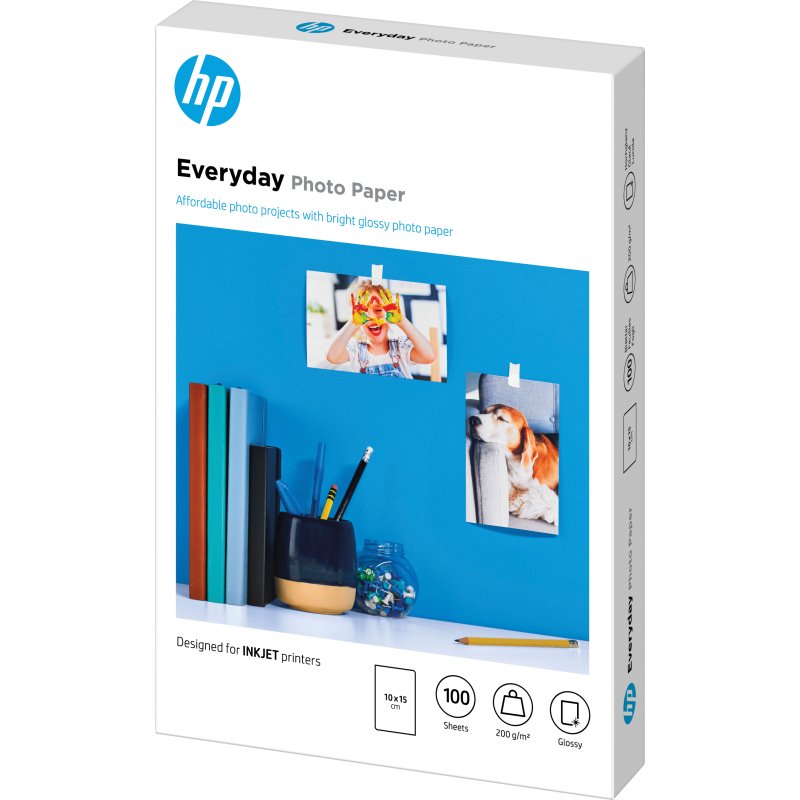 HP Papier photo Everyday, brillant, 200 g/m2, 10 x 15 cm (101 x 152 mm), 100 feuilles