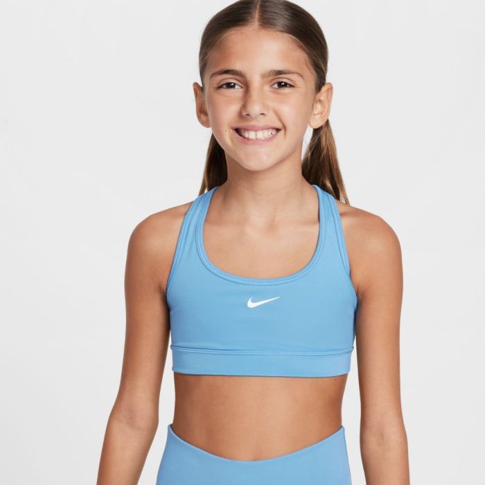Nike Junior BH Dri-FIT Swoosh Sports Bra Blå