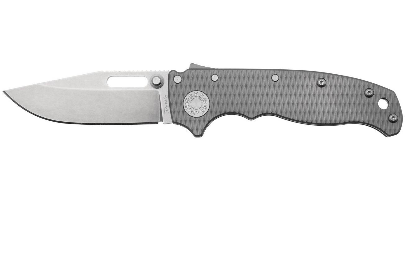 Demko Knives AD20.5 Shark-Lock CPM 20CV Clip Point AD205-20CV-TI-TEX-CP Milled Titanium, zakmes