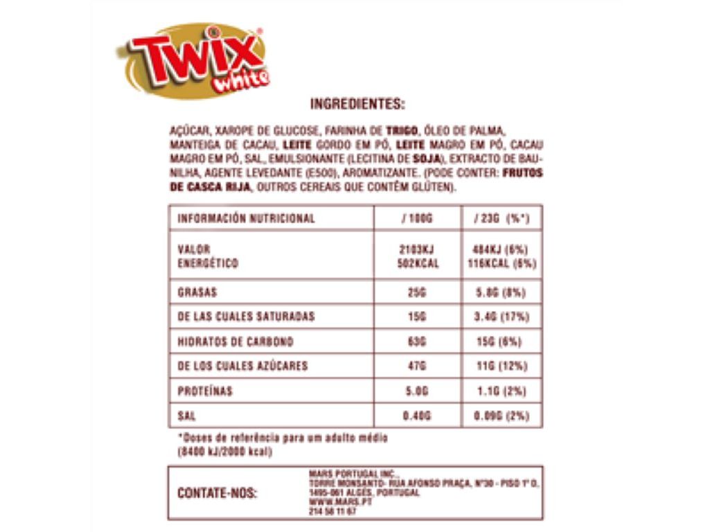 BARRAS DE CHOCOLATE TWIX WHITE 5 X 46 G