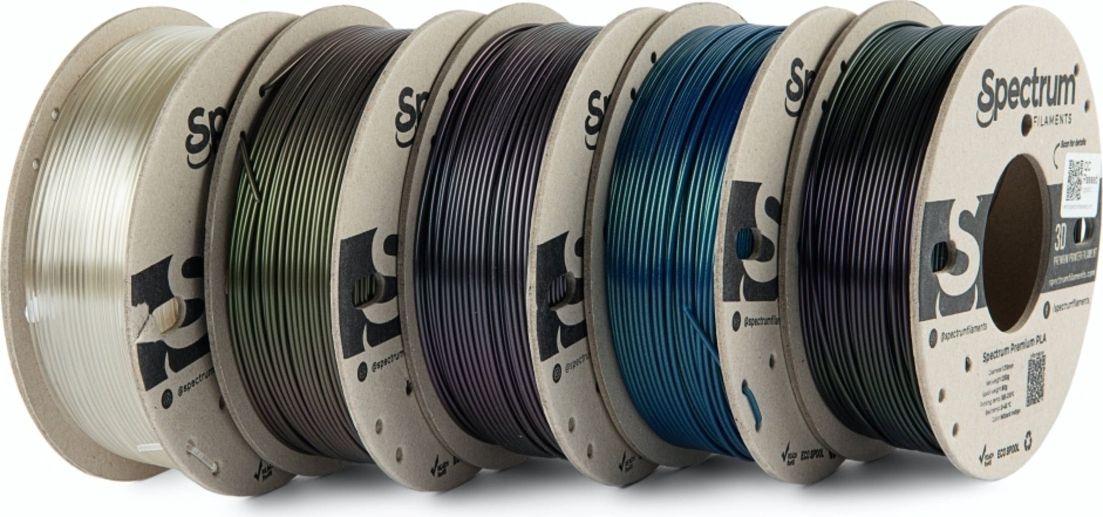 Spectrum  5er-Set Premium PLA Essentials, 1,75 mm (1.250 g)    Filamente auf ökologischen Pappspulen