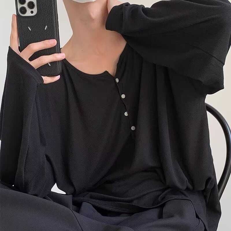 Real Boy - T-shirt met lange mouwen en ronde hals, effen en oversized