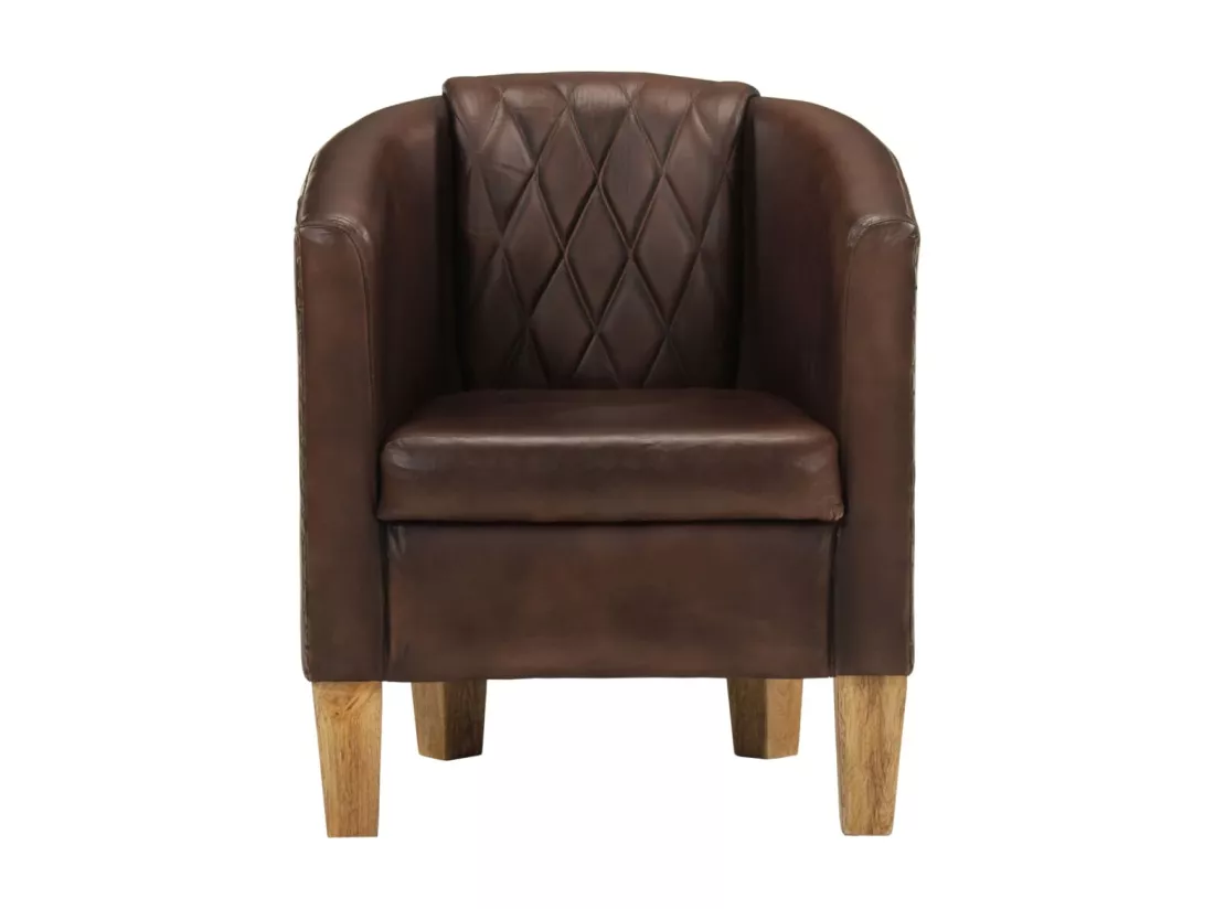 Fauteuil cabriolet marron clair cuir véritable