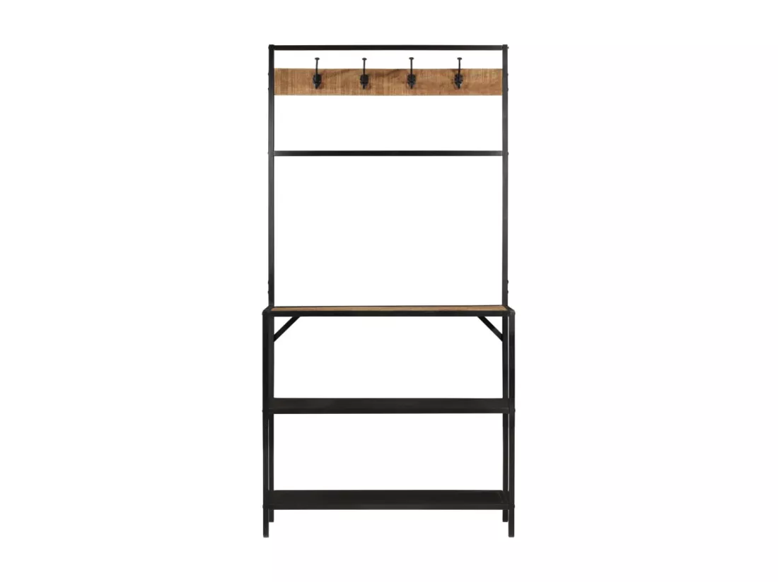 Porte-manteau 90x35x180 bois de manguier et fer
