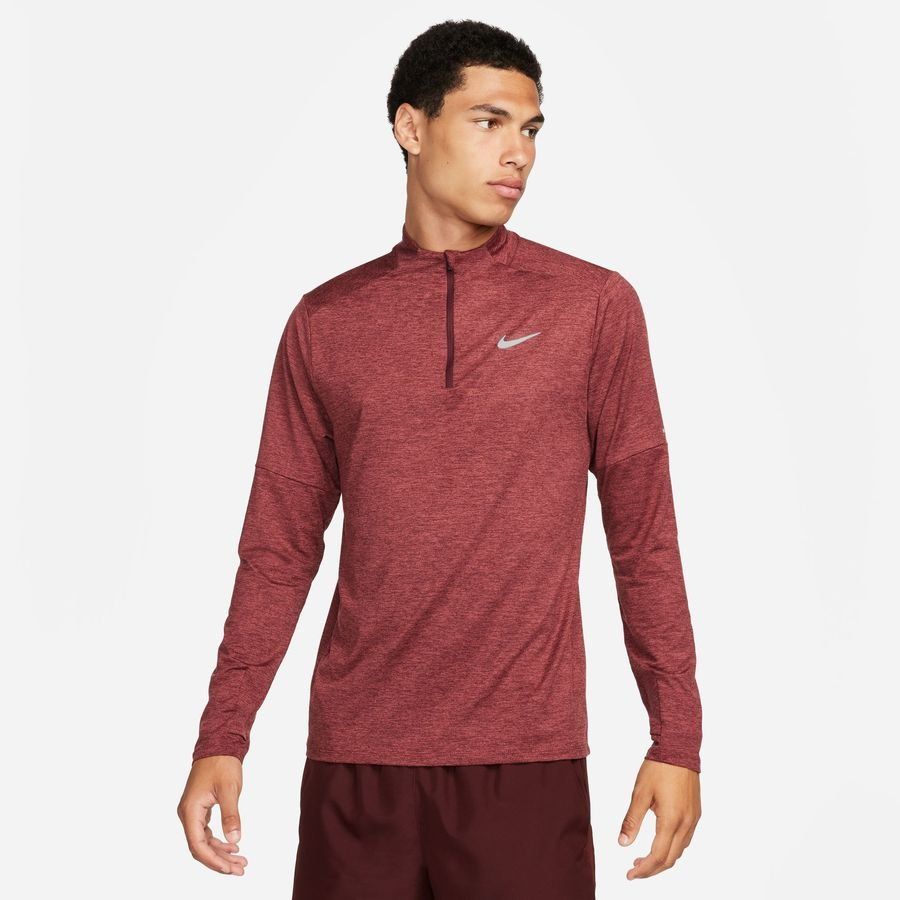 Nike Haut Running 1/2 Zip Dri-FIT Element - Bordeaux Foncé/Argenté