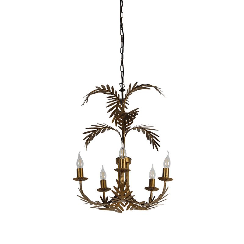 Vintage kroonluchter goud 5-lichts - Botanica