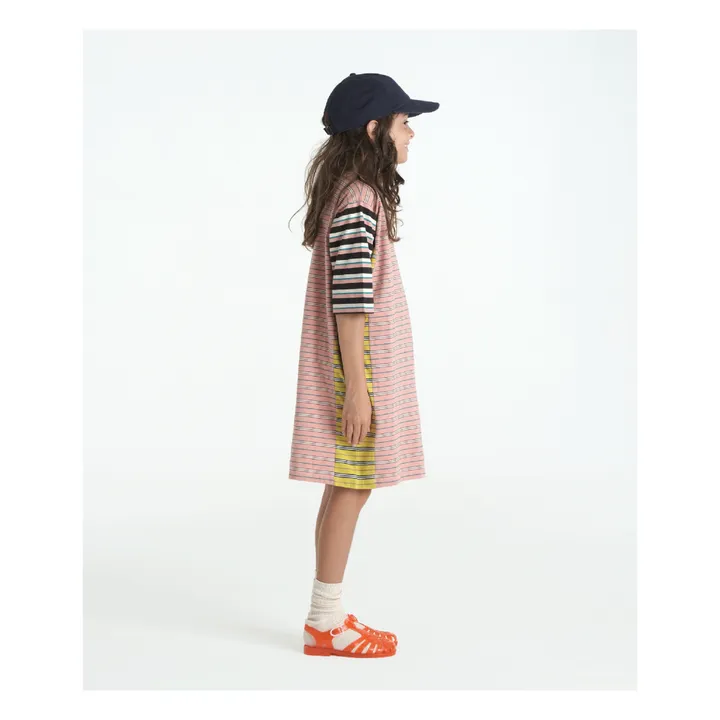 Esther Robe T-shirt Junya Rayée Coton Bio | Corail