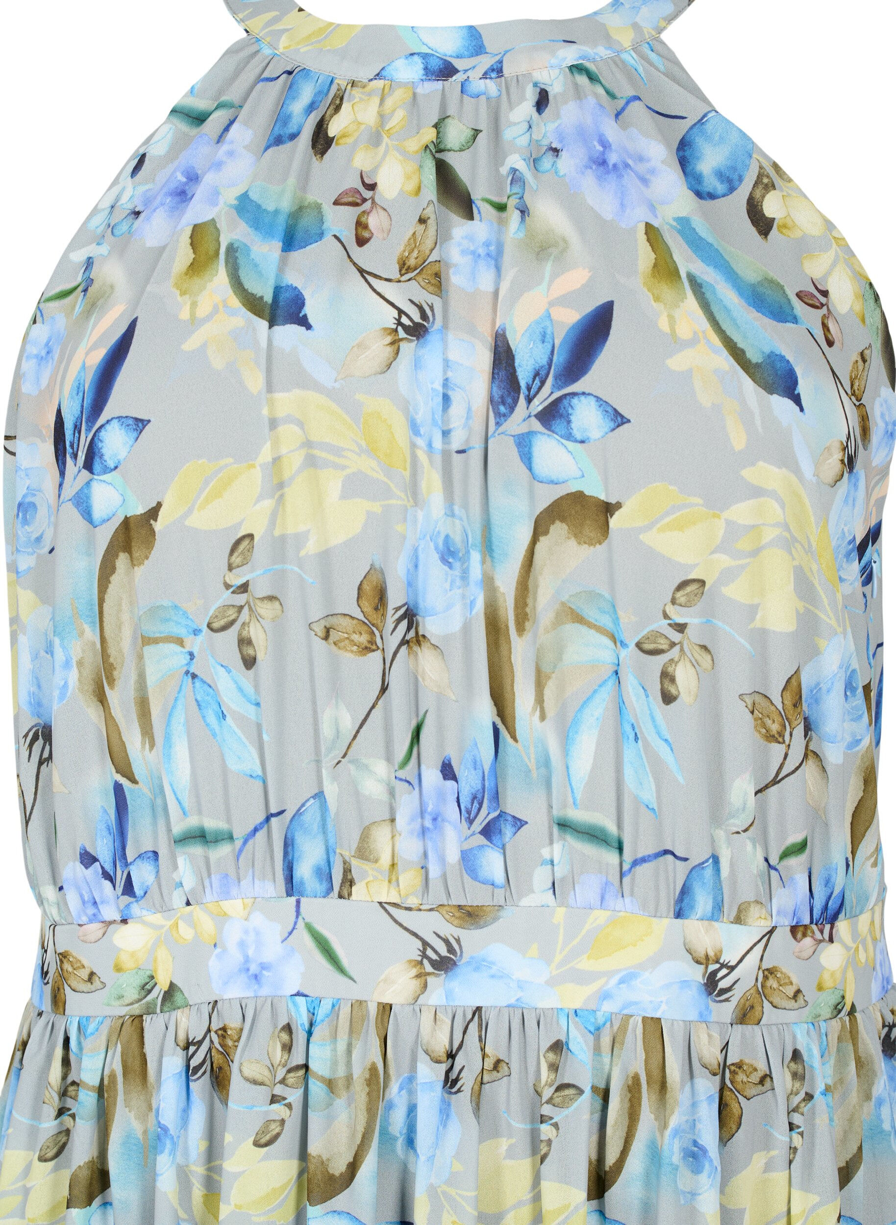 Blomstret maxikjole med halterneck