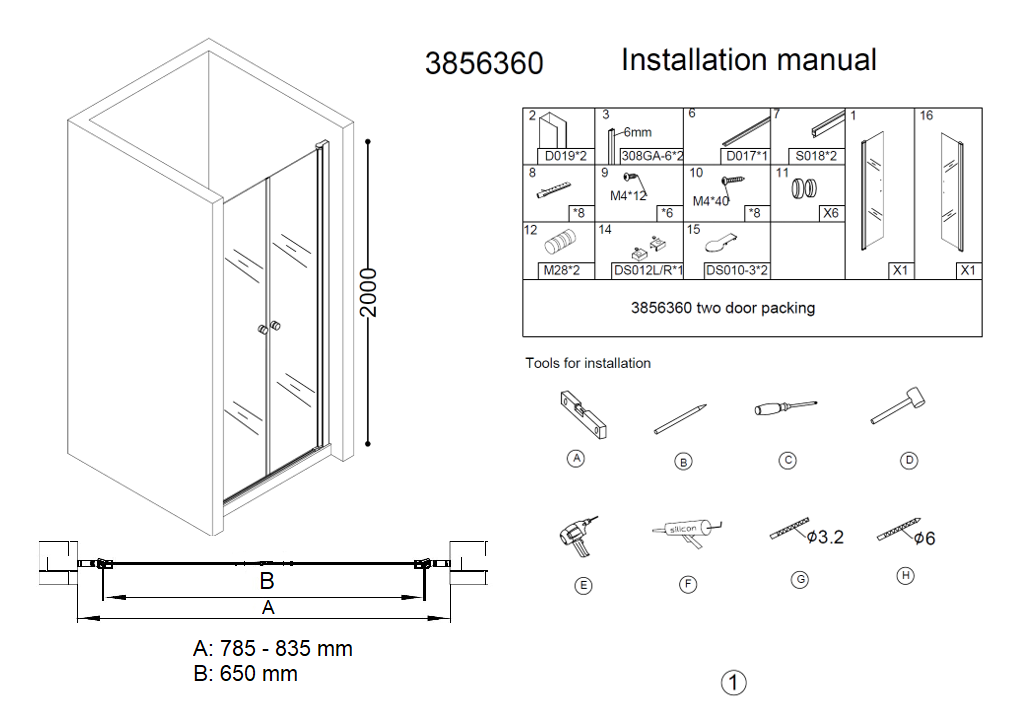 Best Design Erico pendeldeur 80x200cm anti-kalk
