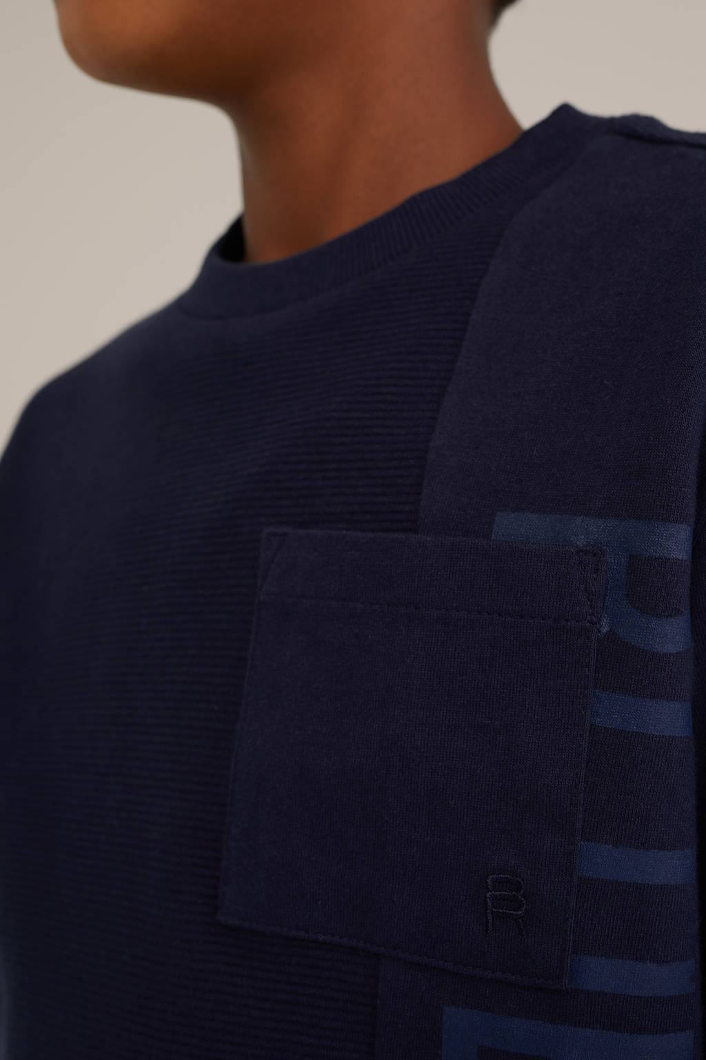 sweater met tekst donkerblauw