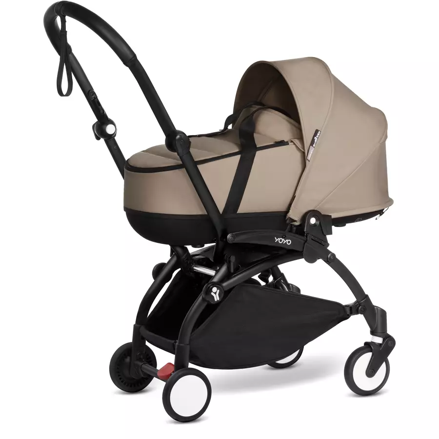 BABYZEN Kinderwagen YOYO2 0+ Black mit Liegewanne und Textilset Taupe