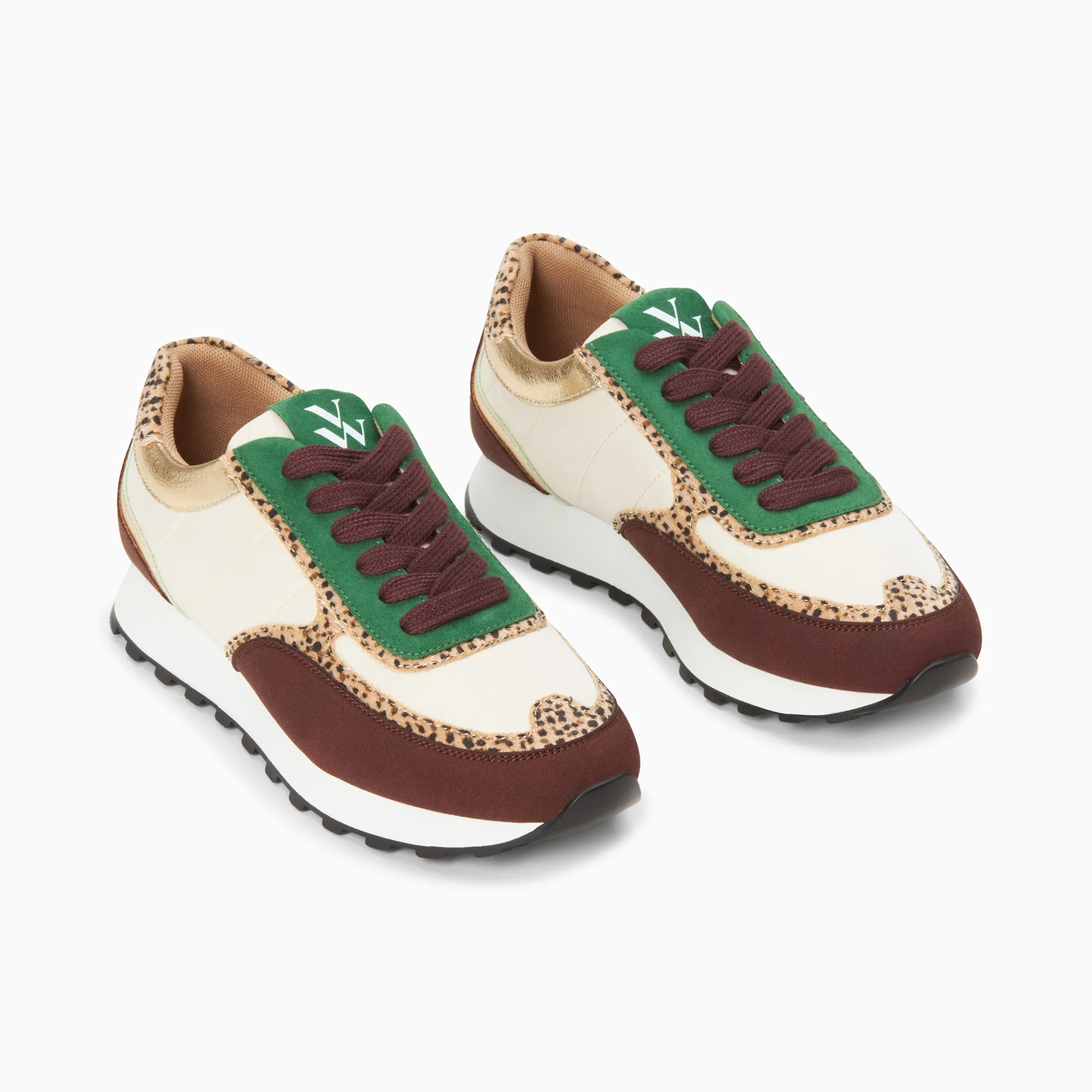 Sneakers-Baskets Selah marron et léopard à semelle running