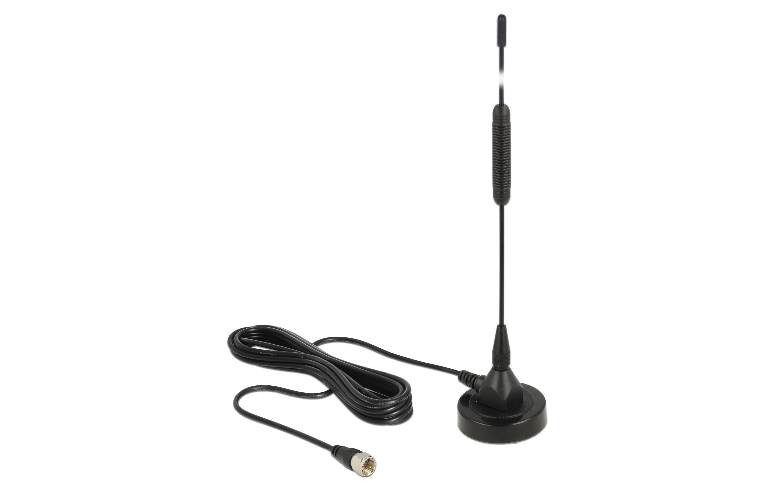 DAB+-Antenne F-Stecker 174-240 MHz F-Type 0 dBi RundstrahlDelock DAB+ Antenne F Stecker 0 dBi omnidirektional mit magnetischem Standfuss starr schwarz