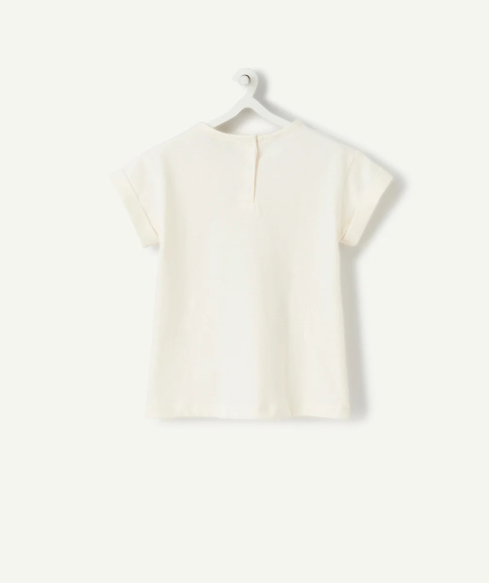 T-SHIRT BÉBÉ FILLE ÉCRU AVEC THÈME ÉTÉ EN COTON BIO