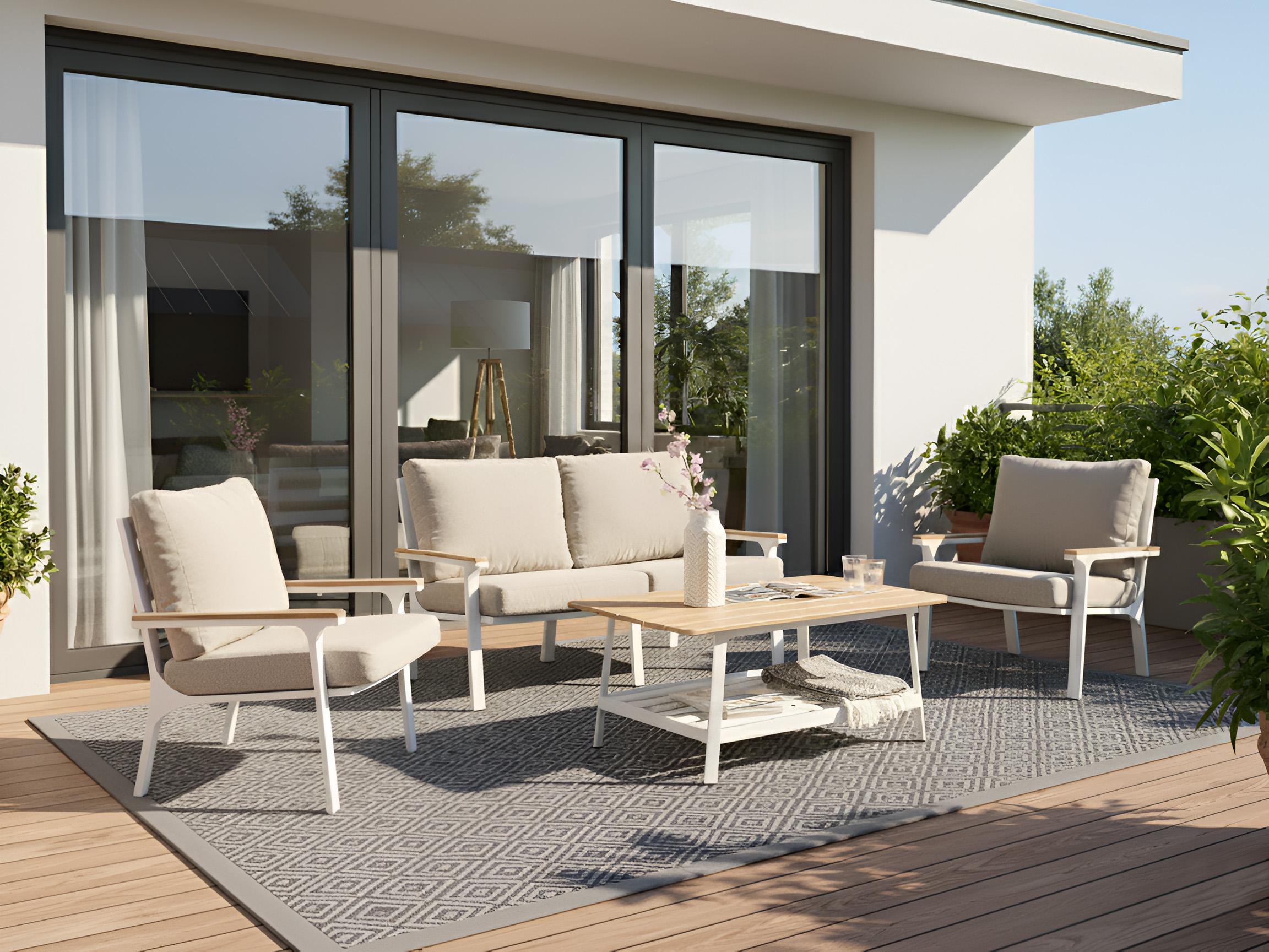 Loungeset met tafel 4-zits ORERO Taupe