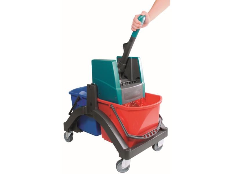 Leifheit Nasswischwagen Professional Duo 17 l, Mehrfarbig Stabiler Reinigungswagen