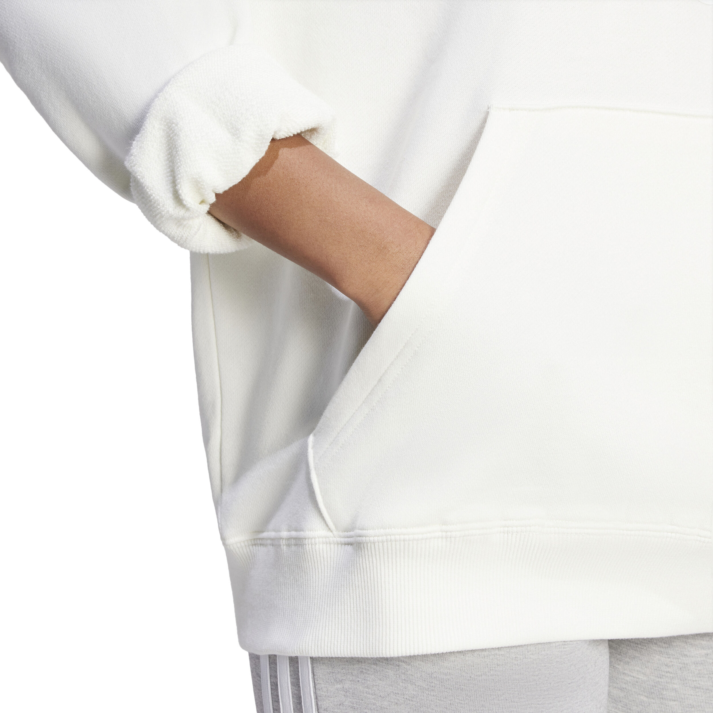 adidas Big Logo French Terry Sweat À Capuche Femmes - Crème