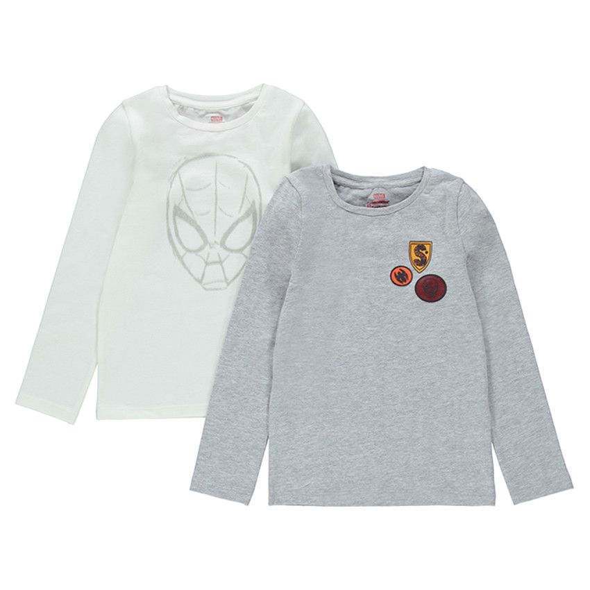 Lot de 2 maillots de corps avec prints et badges Marvel Spiderman - Gris chiné