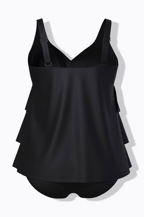 Tankini, Volants, Softcups, recycelt, schwarz