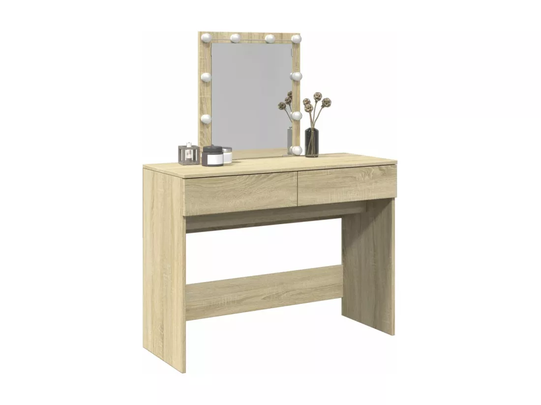 Coiffeuse avec LED chêne sonoma 100x40x130 cm