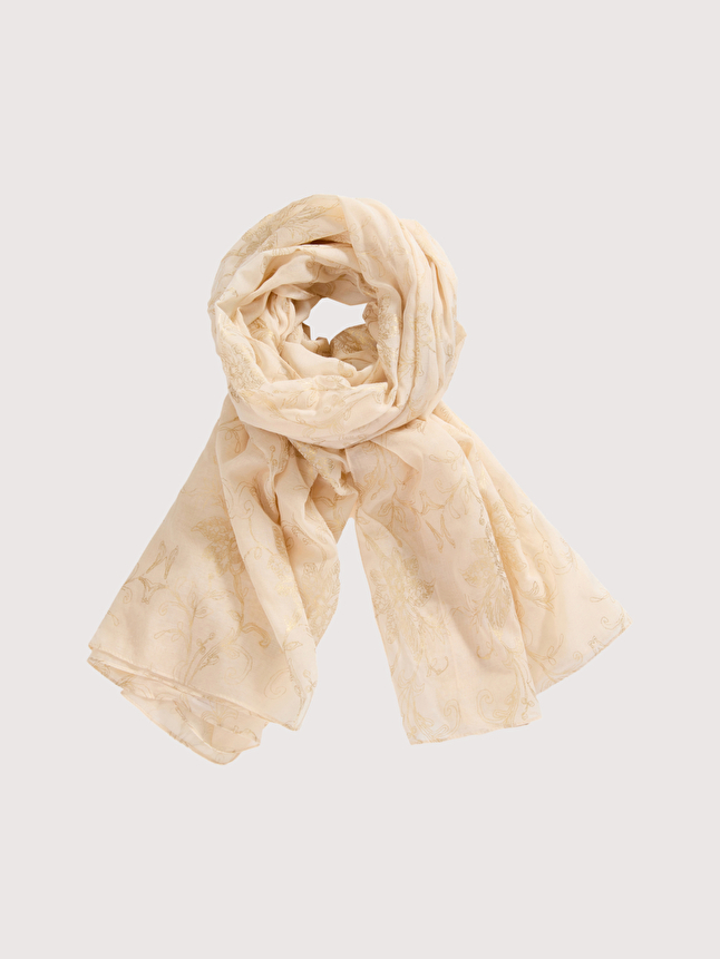 Foulard imprimé fleuri doré