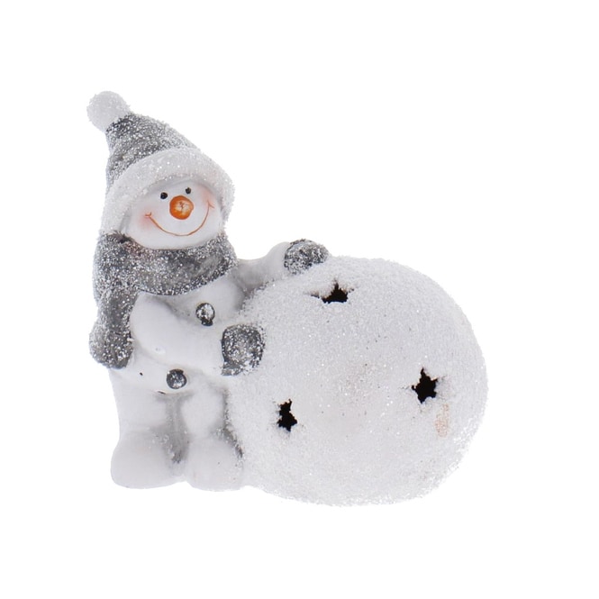 Schneemann stehend mit LED - ca. 15,5 x 9,5 x 14,5 cm