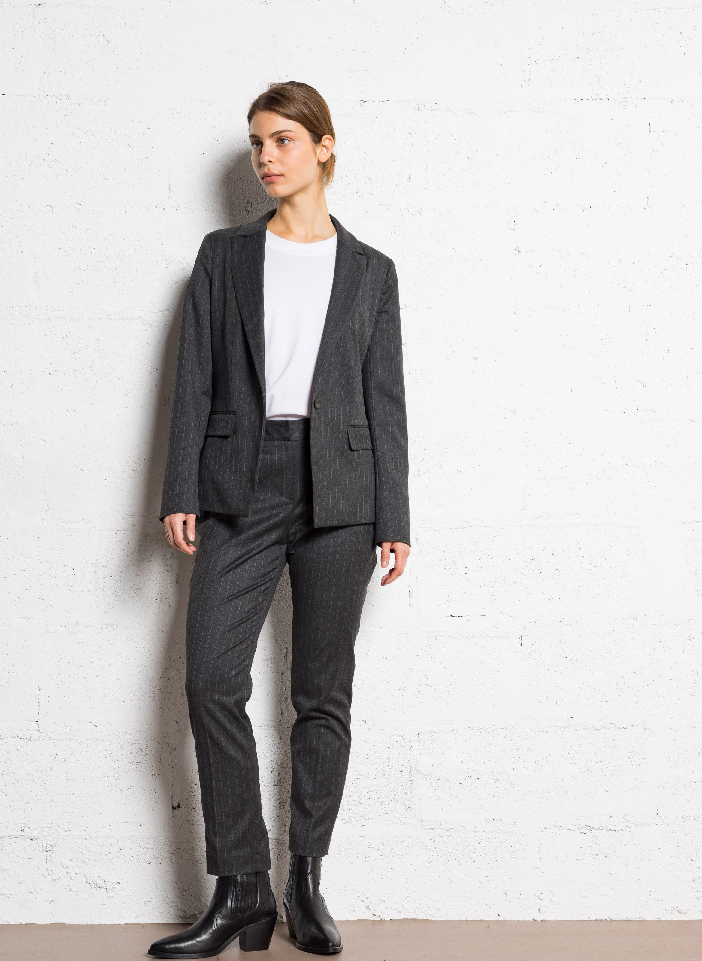 FELIX - Pantalon droit rayé | Gris