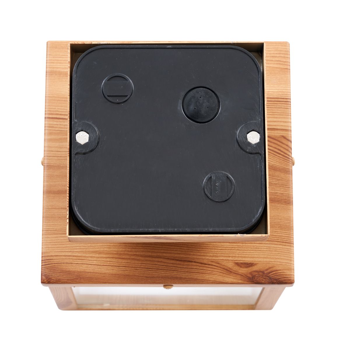 Industriële buitenplafondlamp hout met helder glas - Rotterdam