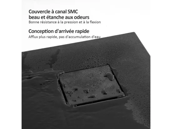 EMKE Receveur de douche Semi-circulaire Antidérapant SMC receveur de douche, Blanc 90 x 90 cm