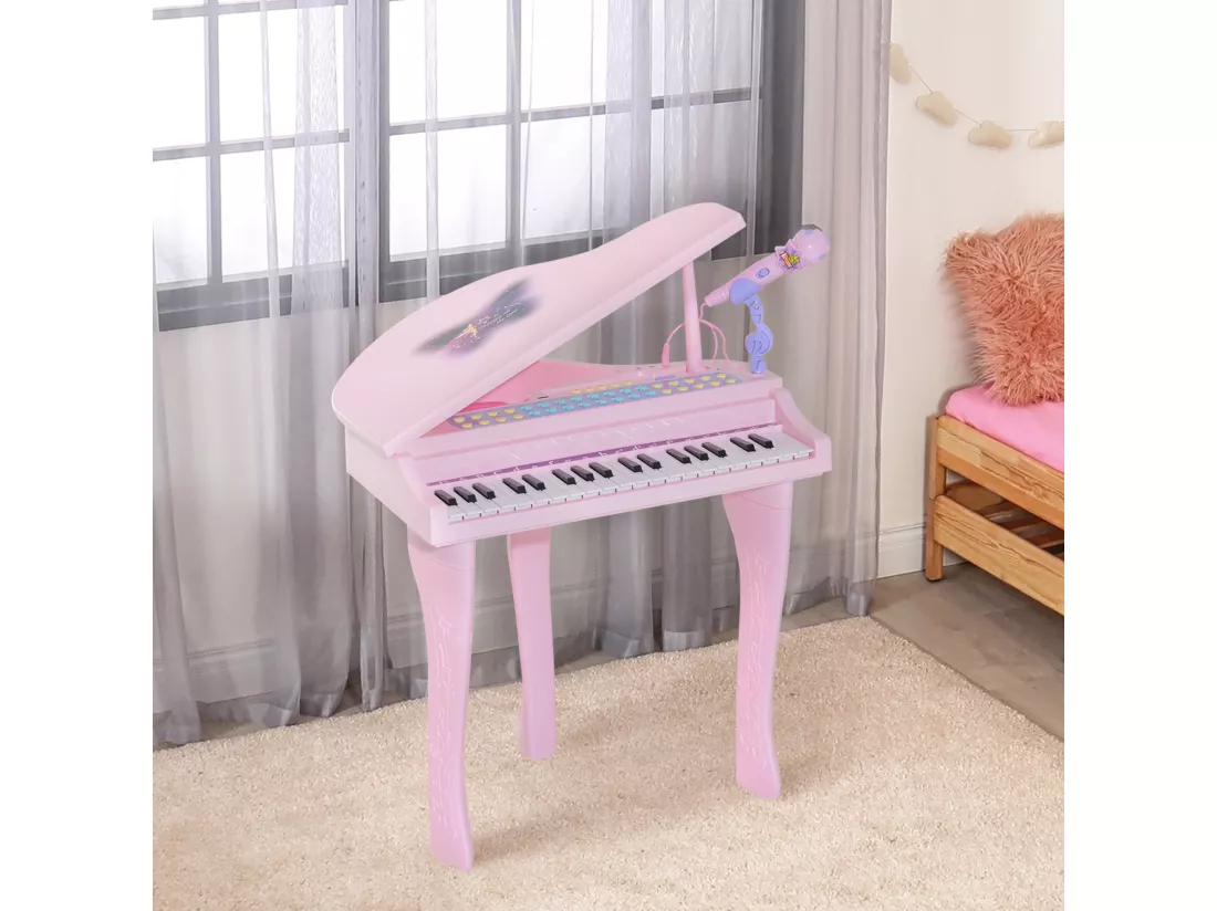 Piano à queue électronique 37 touches multifonctions avec micro haut parleur rose