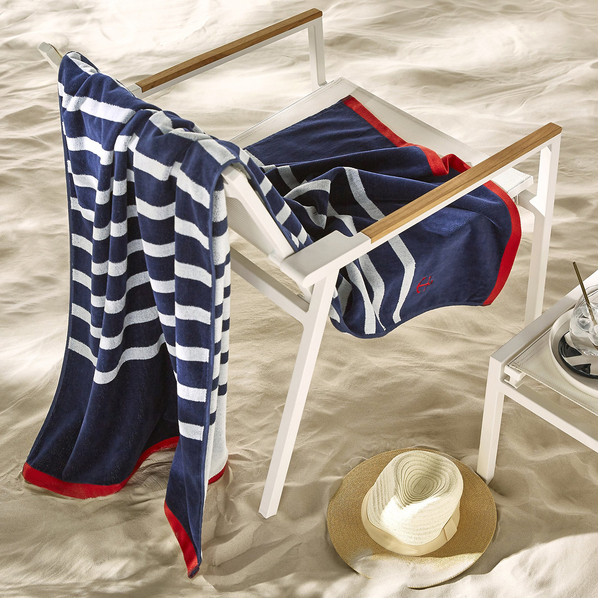LA REDOUTE INTERIEURS<br>Toalha de praia em veludo turco 420 g/m², Marinière