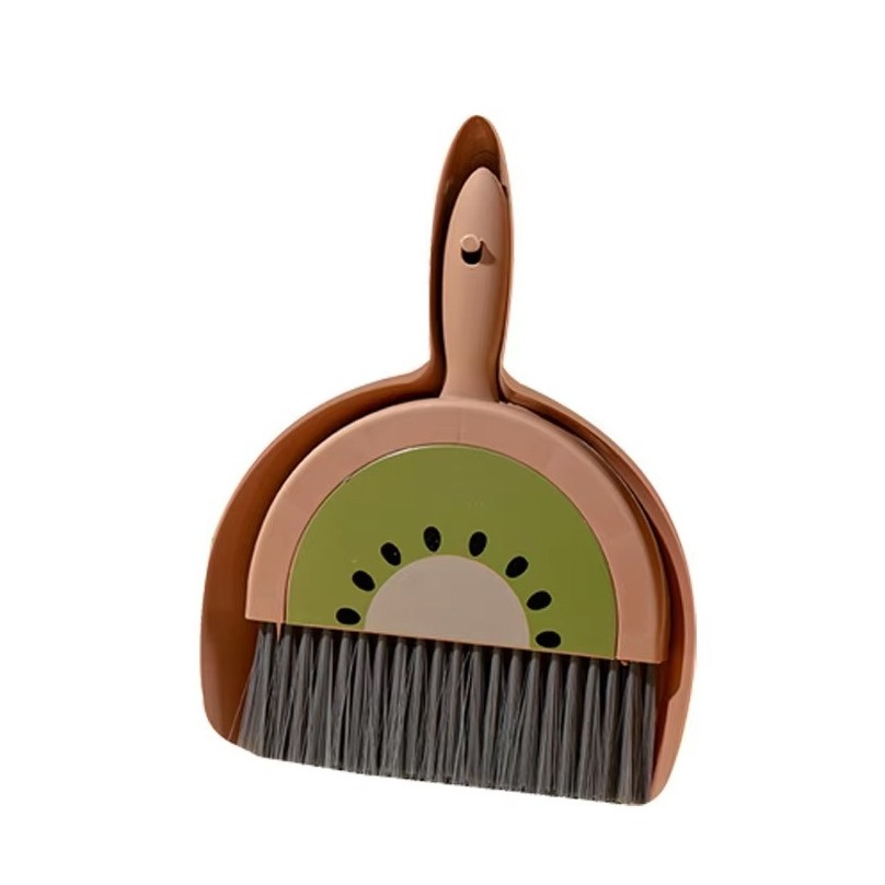 (2-tlg. Set) Mini Besen mit Kehrschaufel Haushalt Handfeger Desktop Reinigungs Hilfe - Kiwi