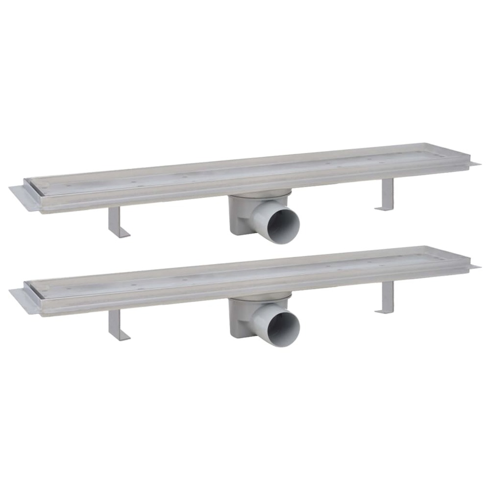 Drain de douche linéaire 2 pcs 630 x 140 mm acier inoxydable
