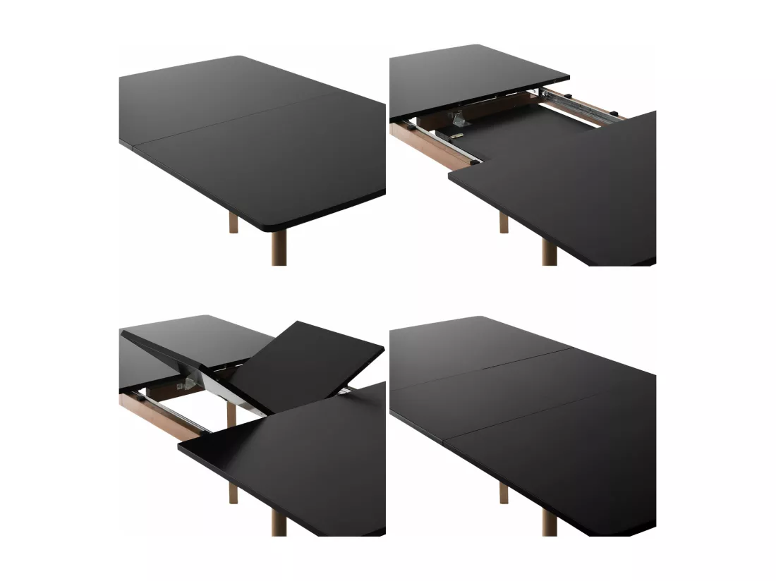 Table extensible HELGA 120 / 160cm noire - HAPPY GARDEN