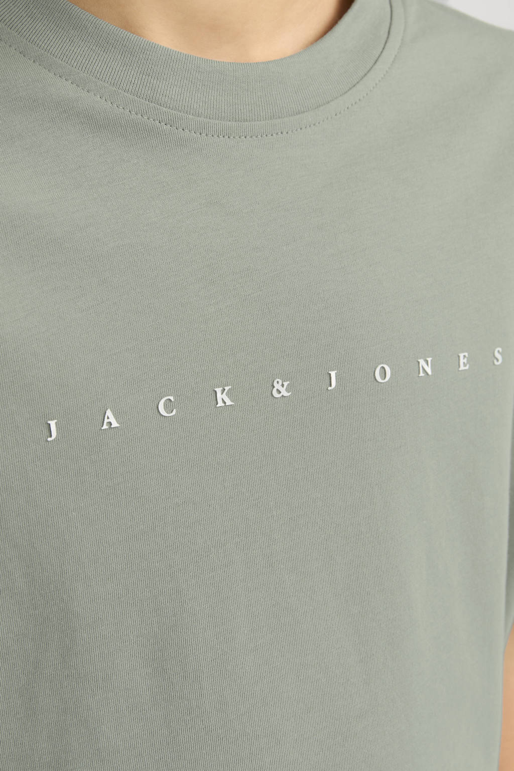 JACK & JONES T-shirt JJESTAR met tekst zachtgroen