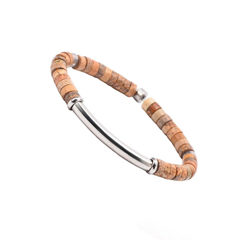 Bracelet Perles Heishi Jaspe Paysage Barre-XS-14cm