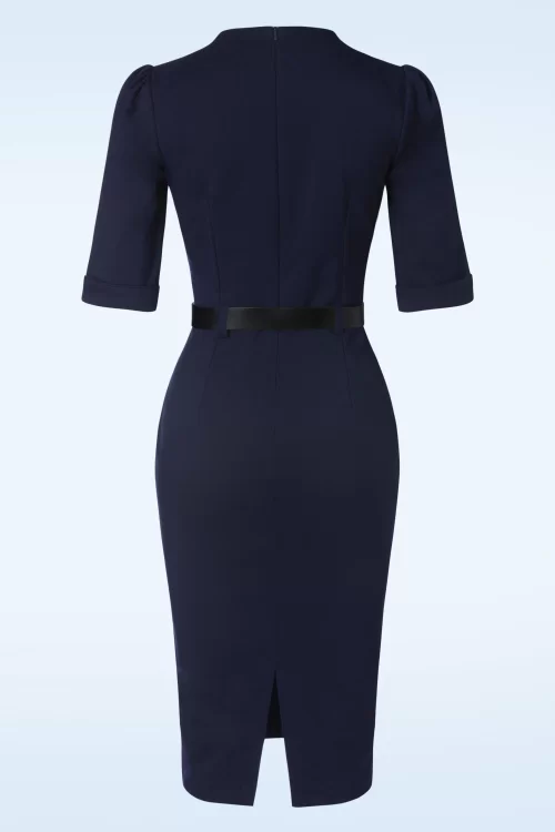 Glamour Bunny Business Babe Miller Pencil jurk in donkerblauw