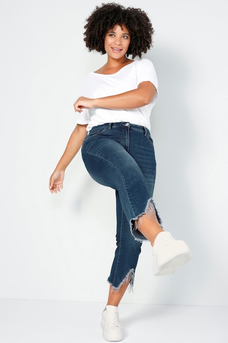3/4-Jeans, Schlag mit Zierketten, 5-Pocket