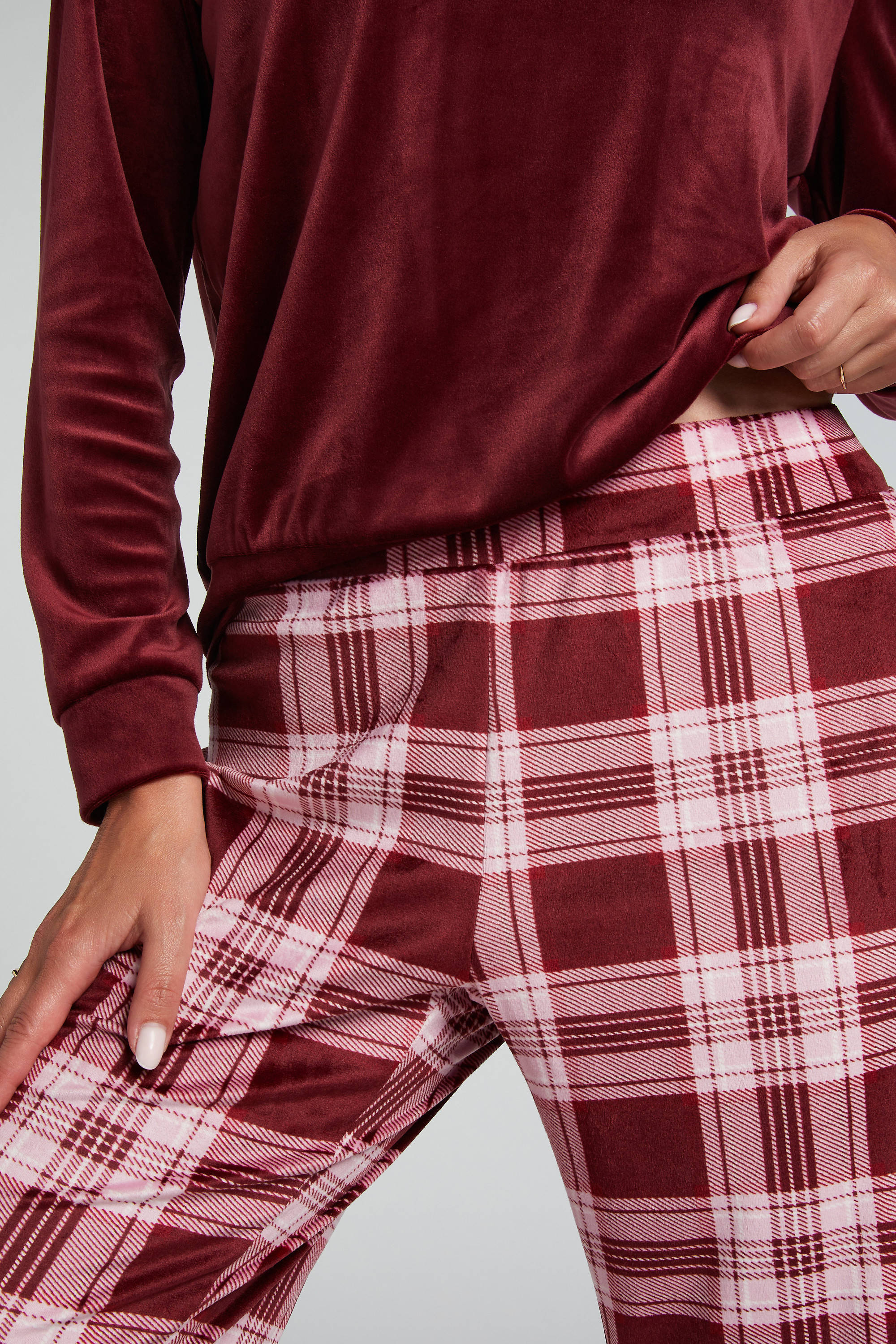 Hunkemöller fluwelen pyjama donkerrood