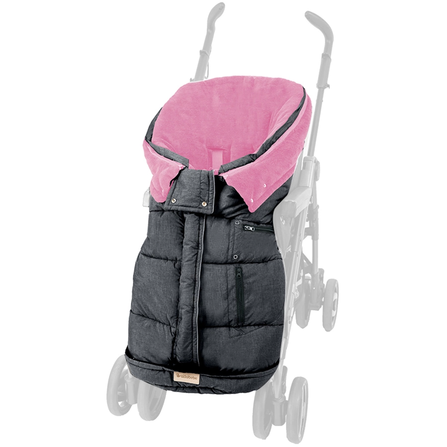Altabebe Winterfußsack mit 3M Füllung dunkelgrau rosa
